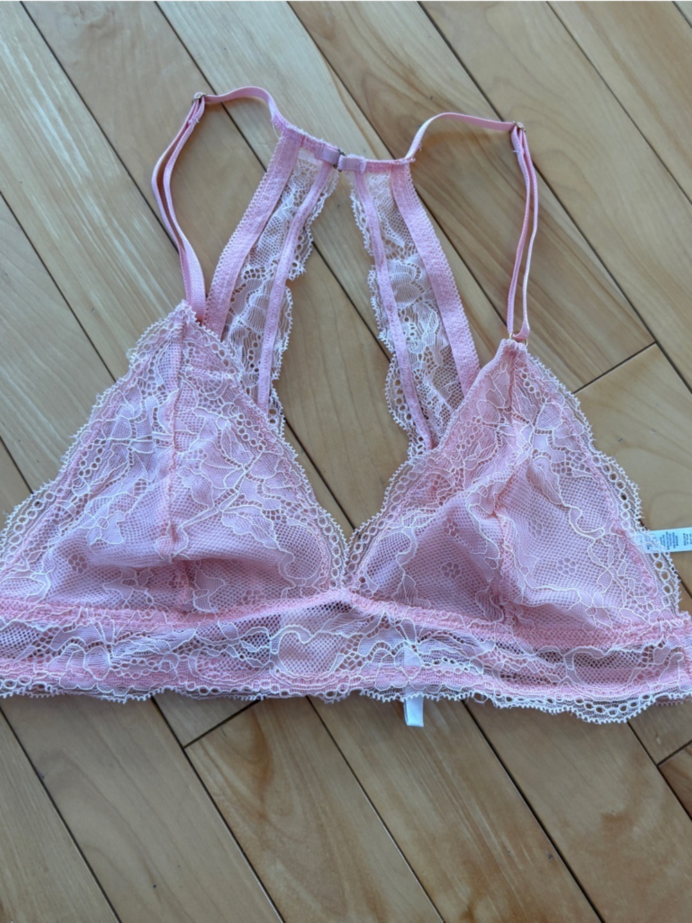 Pink lace bralette Rose + vine Size M Racerback